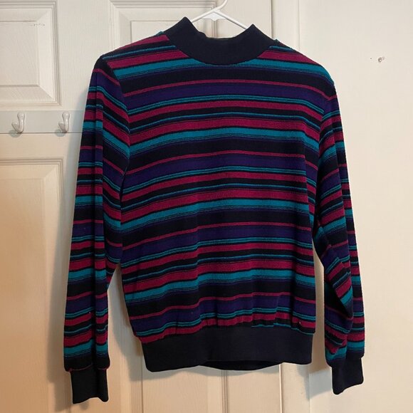 Vintage Alfred Dunner Mock Neck Multicolor Stripe Long Sleeve Sweater Size MP - Picture 1 of 3